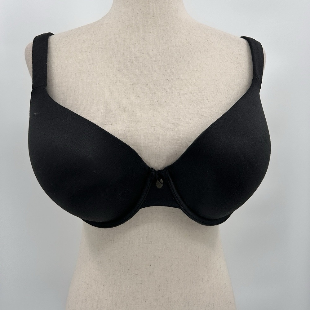 Cacique Womens Lightly Lined T Shirt Bra Size 40DD Black Underwire Adjustable
